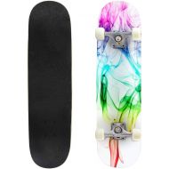 GWFERC Rainbow Smoke Skateboard 31x8 Double-Warped Skateboards Outdoor Street Sports Skateboard for Beginners Professionals Cool Adult Teen Gifts