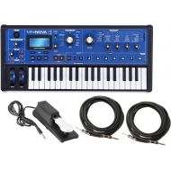 Novation Mini Nova analogue-modeling synthesizer w/ Sustain Pedal and 2 18.6 Instrument Cables