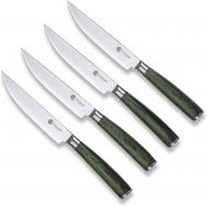HexClad 4PC Steak Knife Set Premium Full Tang Japanese Damascus Stainless Steel Steak Knives - Fine Edge Non-Serrated Knife Set Forged with 60 Rockwell Rating, Dark Forrest Green P