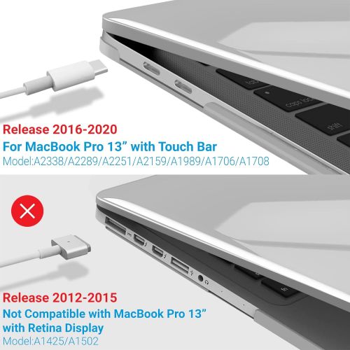  [아마존베스트]IBENZER New 2020 MacBook Pro 13 Inch Case M1 A2338 A2289 A2251 A2159 A1989 A1706 A1708, Hard Shell Case & Keyboard Cover & Type C for Apple Pro 13 Touch Bar(2020-2016), Crystal Cle