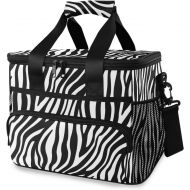ALAZA Stylish Black White Zebra Look Large Cooler Lunch Bag, Waterproof Cooler Bag for Camping, Picnic, BBQ, Family Outdoor Activities
