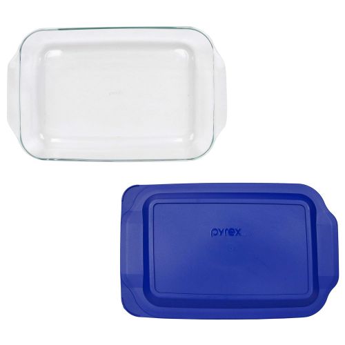  [아마존베스트]PYREX 3QT Glass Baking Dish with Blue Cover 9 x 13 (Pyrex)