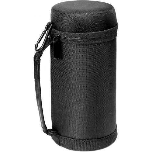  WGear Semi-Hard Lens Case for DSLR Camera Lens (Canon, Nikon, Sony, Pentax, Olympus, Panasonic,etc Listed Models Below), Strong Light with case with Carabiner, Cleaning Wipe (Black