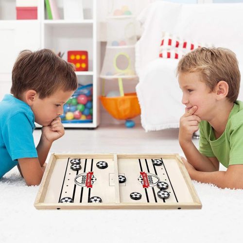  CABINAHOME Fast Sling Puck Game Desktop Battle 2 in 1 Ball air Hockey Game Board Games Foosball Slingshot Table Game Wood Interactive Chess Toy for Kids Family (Football)