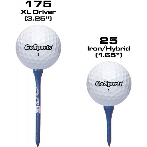  GoSports 3.25 XL Premium Wooden Golf Tees - 200 XL Tee Players Pack Driver and Iron/Hybrid Tees, Choose Your Tee Color