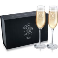 [아마존베스트]50th Anniversary Gifts for Couple by Sweetzer & Orange. Set of 2 Wedding Anniversary Champagne Flutes. Giftable Wine Glasses for Parents. 8 oz Engraved Champagne Glasses. Gift for