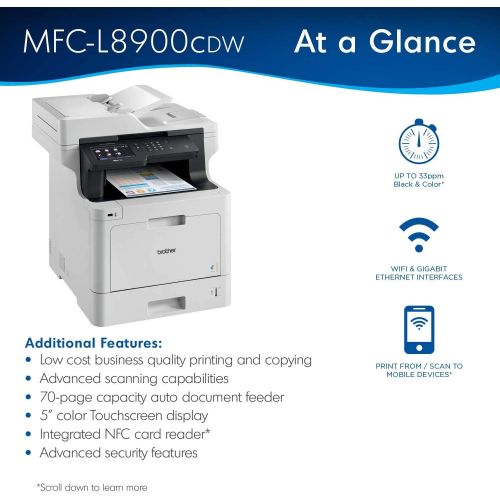 브라더 Brother MFC-L8900CDW Business Color Laser All-in-One Printer, Amazon Dash Replenishment Ready