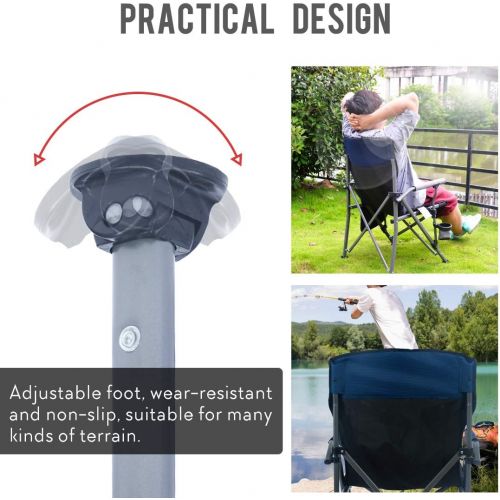  Homcosan Portable Camping Chair Folding Quad Outdoor Large Heavy Duty Support 330 lbs Thicken 600D Oxford with Padded Armrests, Storage Bag, Beverage Holder, Carry Bag for Outside(