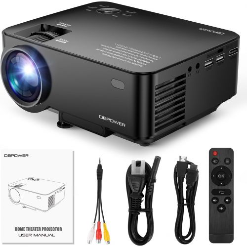  DBPOWER T20 LCD Mini Movie Projector, Multimedia Home Theater Video Projector with HDMI Cable, Support 1080P HDMI USB SD Card VGA AV TV Laptop Game iPhone Android Smart-Phone