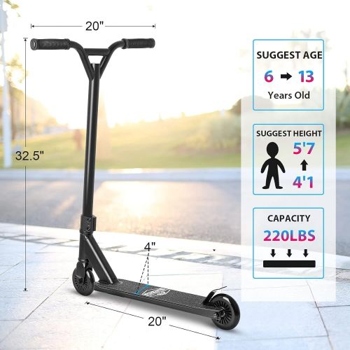  VOKUL Complete Pro Scooter for Kids Boys Girls Teens Up 6 Years - Freestyle Tricks Pro Stunt Scooter - High Performance Gift for Skatepark Street Tricks
