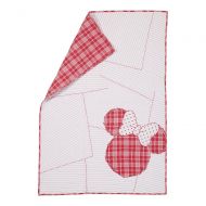 Ethan Allen | Disney Ticking Stripe Minnie Mouse Toddler Quilt, Minnie Pink (Dark Pink)