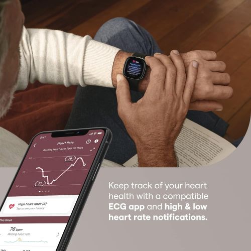 [아마존베스트]Fitbit Sense Advanced Smartwatch with Tools for Heart Health, Stress Management & Skin Temperature Trends, White/Gold, One Size (S & L Bands Included)