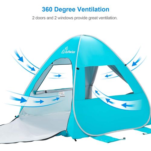  WolfWise UPF 50+ Easy Pop Up Beach Tent Sun Shelter Instant Automatic Portable Sport Umbrella Indoor Playhouse Baby Canopy Cabana