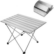 Hitorhike Camping Tables with Aluminum Table Top Ultralight Camp Table with Carry Bag for Indoor, Outdoor, Backpacking, BBQ, Beach, Hiking, Travel, Fishing. (Frost Gray, Large)