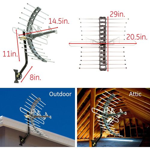  [아마존베스트]GE Pro Outdoor TV Antenna, Long Range Antenna, 4K 1080P VHF UHF Digital HDTV Antenna, J Mount Included, Weather Resistant, Indoor Attic Mountable, 29884