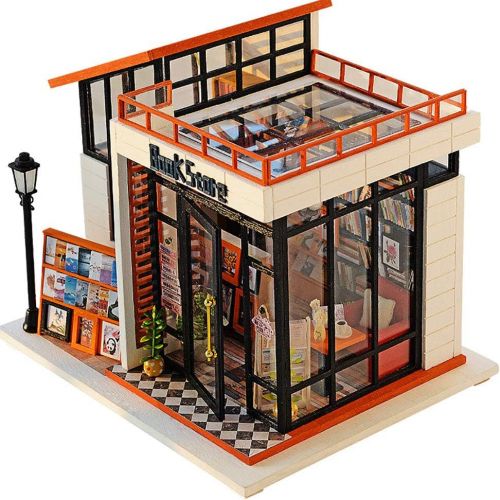  WYD DIY Bookstore Cottage Art House Handmade Mini House Model with LED Assembled Toy Puzzle Birthday Gift for Boys and Girls(Learning Sea Has No Boundaries)