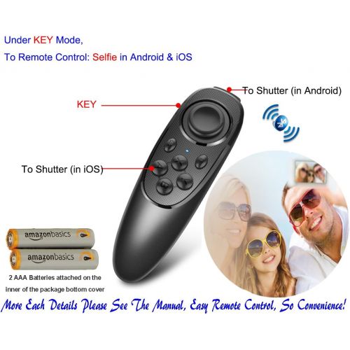  [아마존베스트]VR EMPIRE VR Remote Controller Gamepad Bluetooth Control VR Video, Game, Selfie, Flip E-Book/PPT/Nook Page, Mouse, in Virtual Reality Headset PC Tablet Laptop iPhone Smart Phone