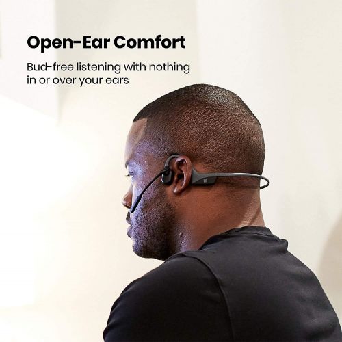  AfterShokz OpenComm Wireless Stereo Bone Conduction Bluetooth Headset with Noise-Canceling Boom Microphone for Office Home Business Trucker Drivers Commercial Use
