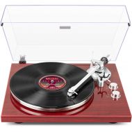 Visit the 1 BY ONE Store 1byone Belt Drive Turntable with Wireless Connectivity, Built-in Phono Preamp and USB Digital Output Vinyl Stereo Record Player with Magnetic Cartridge, Red