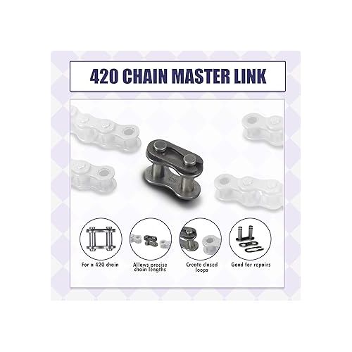  AlveyTech 420 Chain Connecting Master Link - For 4 Wheeler Mini/Dirt/Pit/Pocket Bike, Go-Kart, Quad, ATV, and Scooter by Coleman, TaoTao Motorcycle Roller Connector Links Sprocket Parts 1pcs