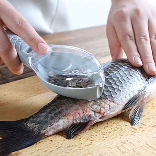  [아마존베스트]U/S Fish Scaler Brush With Lid-2Pieces Easily Remove Fish Scales-Unique Handle Design，Fast Remove Fish Skin Graters Cleaning Peeler Scaler Scraper