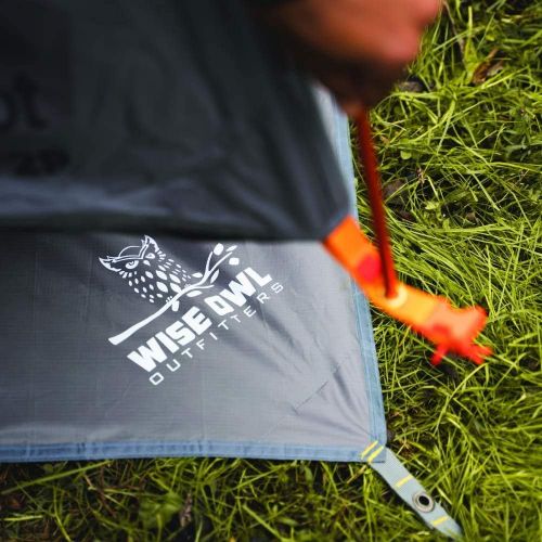  Wise Owl Outfitters Camping Tarp Waterproof - Tent Tarp for Under Tent - Camping Gear Must Haves w/ Easy Set Up Including Tent Stakes and Carry Bag - Medium Grey