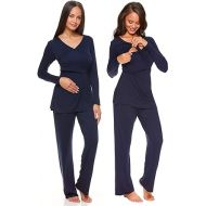 Lamaze Women's Maternity Lounge V-Neck Long Sleeve Shirt and Pajama Pants Sleep Set