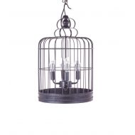 Top Lighting Antique Black 3-Light Metal Birdcage Chandelier Hanging Pendant Ceiling Lamp Fixture