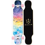 EEGUAI 42inch Skateboard,8-Ply Maple Drop Through Freestyle Complete Skateboard Cruiser for Cruising,Carving,Free-Style and Downhill (Color : A)