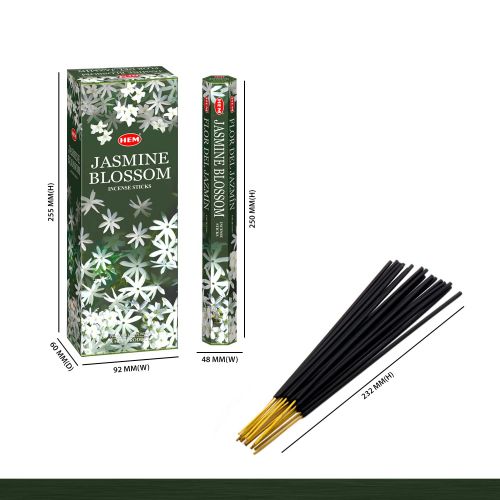  인센스스틱 Dpnamron Jasmine Blossom - Box of Six 20 Stick Hex Tubes - HEM Incense Hand Rolled In India