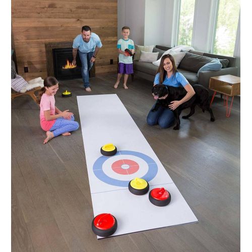  HearthSong Curling Zone Indoor Family Game with Six Battery-Operated Hovering Stones and 11½L x 2½W Mat