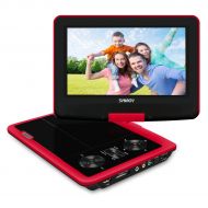 SYNAGY 9 Portable DVD Player CD Player with Swivel Screen Remote Control Rechargeable Battery Car Charger Wall Charger (Red)