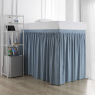DormCo Extended Dorm Sized Bed Skirt Panel with Ties (3 Panel Set) - Smoke Blue (for Raised or lofted beds)