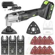 GALAX PRO Cordless Oscillating Tool, 6 variable-speed Oscillating Multi Tool with 1.3Ah Battery and Charger, 1pc scraper Blade,3pcs saw Blade and 10pcs Sanding Papers for Sanding, Grinding