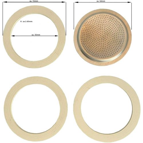  [아마존베스트]Generisch Replacement seal for espresso maker, suitable for Bialetti aluminium, 6 cups, 3 x sealing ring, 1 x replacement sieve.