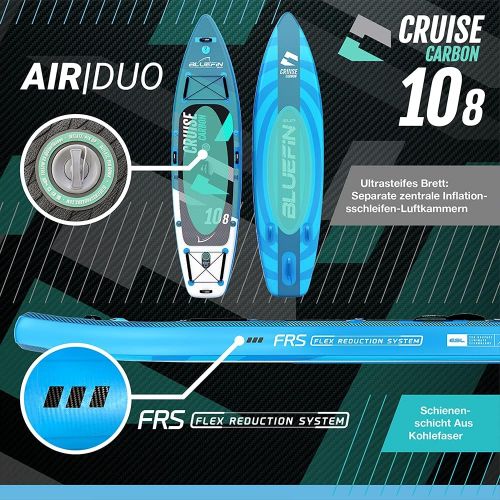  Bluefin SUP Bluefin Cruise Carbon SUP Board Set | Aufblasbares Stand Up Paddle Board | 6 Zoll Dick | Carbon Fibre Paddel | Kajak Sitz | Komplettes Zubehoer | 5 Jahre Garantie