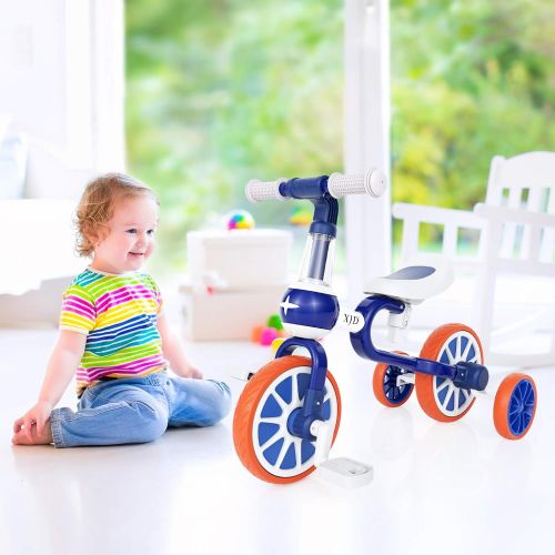  [아마존베스트]XJD 3 in 1 Baby Balance Bike for 18 Month - 4 Years Old Boys Girls Tricycle for Toddler First Bike Infant 4 Wheel Balance Bicycle with Adjustable Seat Detachable Pedal and Training