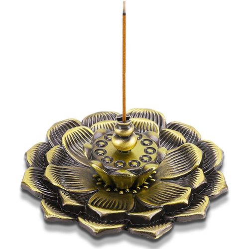  인센스스틱 Accmor Brass Incense Holder, Lotus Stick Incense Burner for Stick/Coil/Cone Incense with Ash Catcher (Bronze)