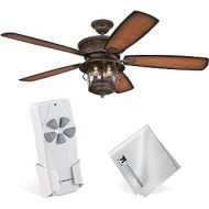 Westinghouse Lighting Ceiling Fan with Lights and Remote Control, Brentford 52 Inch Reversible ABS Blade Fan for Bedroom Home Living Decor, Home Cloth Included, Aged Walnut/Dark Ch