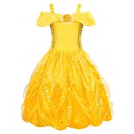 AmzBarley Princess Belle Costume for Girls Fancy Party Deluxe Beauty Kids Dress up Outfits