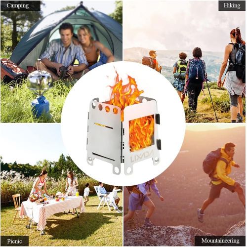  Lixada Camping Stove Foldable Alcohol Wood Stove Portable Durable Stainless Steel Burning Backpacking Stove Compact for Outdoor Hiking Camping Picnic Stove(Optional)