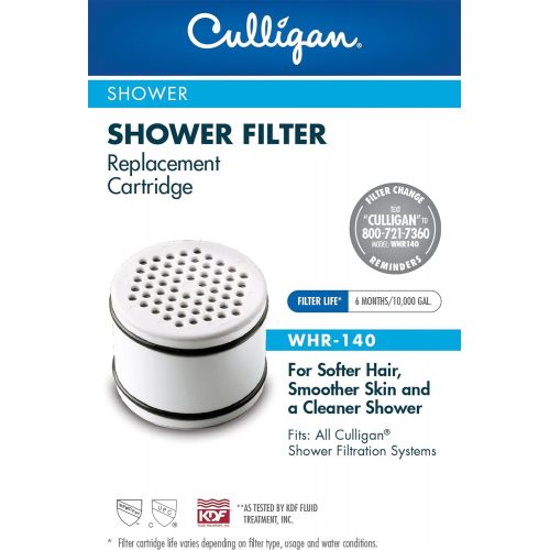  Culligan WHR-140 WTR FiltrationCartridge Shower Filter Replacement Cartridge, 10,000 Gallon, White