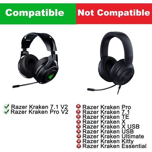  [아마존베스트]Yizhet 1 pair of replacement ear pads compatible with Razer Kraken 7.1 and Razer Kraken Pro V2 ear pads gaming headphones, Razer Kraken Pro V2 7.1 Chroma ear pads (black).