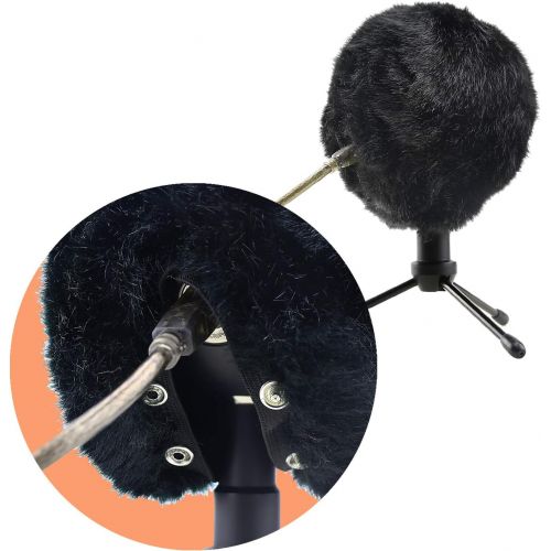  Blue Snowball Furry Windscreen Cover Muff - Professional Snowball ICE Mic Foam Wind Cover Windshield Pop Filter for Recordings, Broadcasting, Singing by Sunmon （Black）