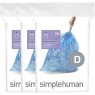 simplehuman Code D Custom Fit Drawstring Trash Bags in Dispenser Packs, 60 Count, 20 Liter / 5.3 Gallon, Blue