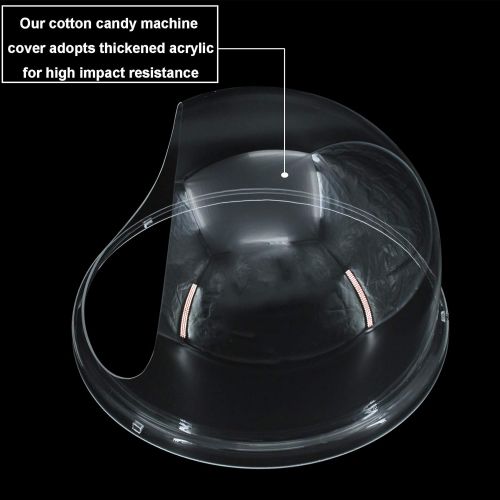  Podoy 20.5 Commercial Cotton Candy Machine Bowl Bubble Cover Shield Floss Maker Clear Prevent Sugar Overload Plastic Cotton Candy Cover
