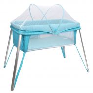 Globe House Products GHP Blue Oxford Fabric & Aluminum Legs Portable Fodable Baby Bassinet Crib w Bag