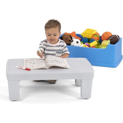  Simplay3 Play Around Toy Box Table ? Multipurpose Kids Toy Box and Toddler Play Table for Toys, Art Supplies, Crafts ? Durable, Plastic Large Toy Box, Made in USA