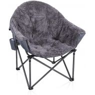 CAMPING WORLD Oversized Portable Folding Moon Chair, Comfy Plush Saucer Chair Dorm, for Camping, Outdoor, Bedroom with Carry Bag Support