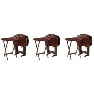 Winsome Wood 94577 Lucca 5 Piece Set TV Tables with Handle, 22.83 W x 25.79 H x 15.67 D, Brown (Pack of 3)